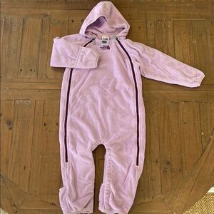 The North Face Light purple fleece snow suit bunting kids size 18-24 months